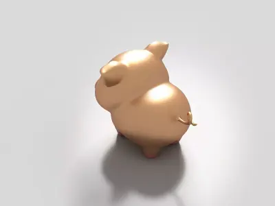 Gold jewelry pig Low-poly 3D model