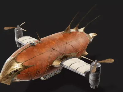 Steampunk airship Wanderer of the Winds Low-poly 3D model Low-poly 3D model