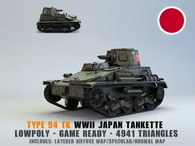 Low Poly Type 94 TK tankette Low-poly 3D model