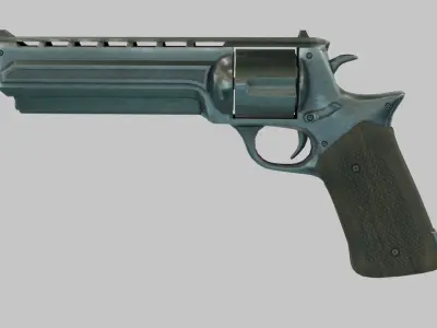 Rigged Low Poly Revolver With PBR Materials and multiple skins Low-poly 3D model