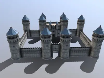 Medieval French Castle Low-poly 3D model