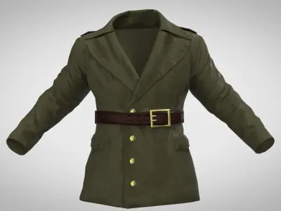 jacket military trench coat Low-poly 3D model