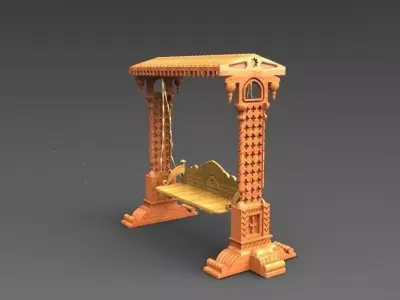Wooden Swing Free 3D model