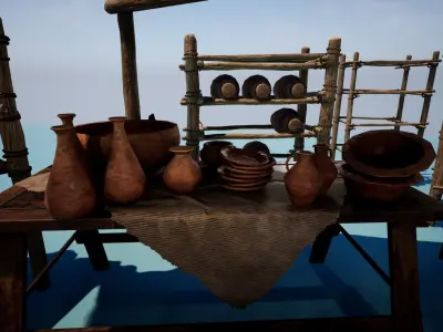 Clay Pottery Market Low-poly 3D model