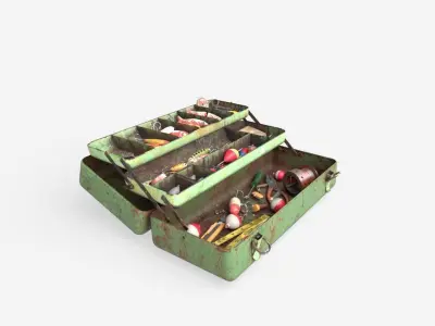Old Fishing Tackle Box 3D model