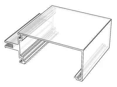 Aluminum Extruded Open Back Horizontal Mullions MOD AL-02cw Low-poly 3D model