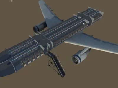 Airplane interior Low-poly 3D model