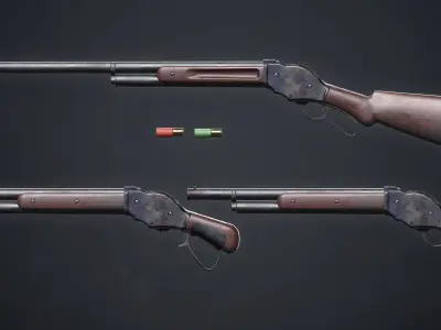  PBR Winchester Model 1887 Low-poly 3D model