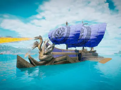 Antique Ship Trireme with interior Low-poly 3D model