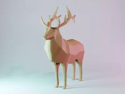 Deer low-poly game-ready polygonal Low-poly 3D model
