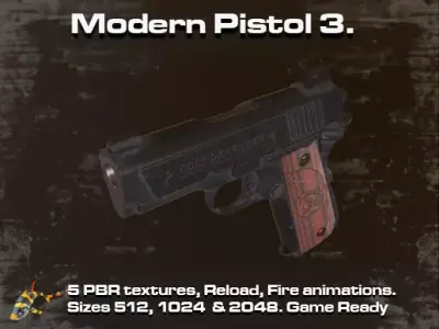 Modern Pistol 3 Low-poly 3D model