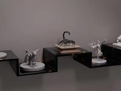 Set of five product statues for house decoration Low-poly 3D model