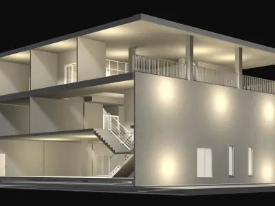 Home office in section cut 25-08 3D model