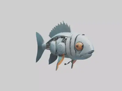 Robot version of a fish model Low-poly 3D model