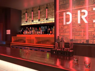 Modern Bar Interior Design 3D model