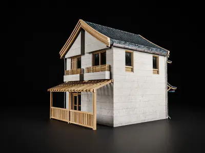 JAPANESE BUILDING 001 Low-poly 3D model