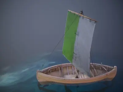 Knarr - Medieval Sailboat Low-poly 3D model Low-poly 3D model
