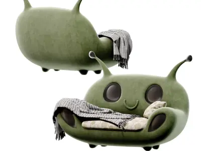 Modern children cartoon two-seater sofa Free 3D model