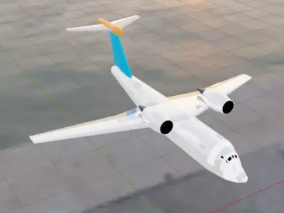 An-72 Style Custom Plane - NURBS CAD and Mesh Ready Jet Low-poly 3D model
