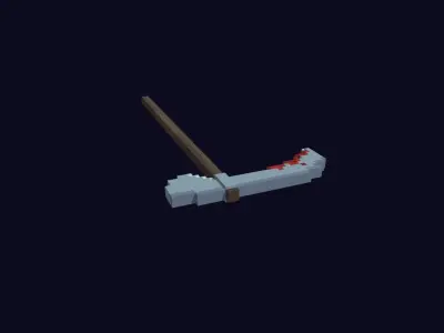 Voxel Scythe 1 - 3D Lowpoly Weapons Low-poly 3D model