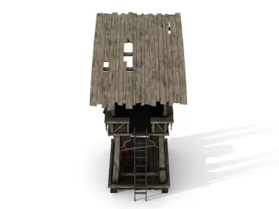 Wooden Watchtower Low-poly 3D model