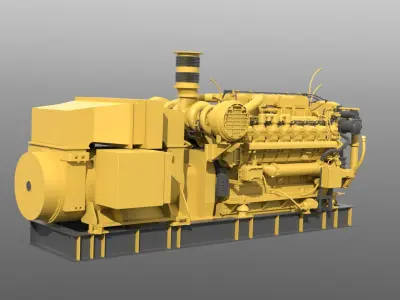 3D model Marine Propulsion Engine with Generator 3D model