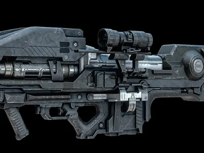 Sci-Fi Heavy Rifle Machine Gun PBR 3D model