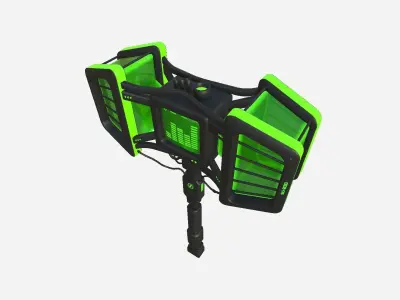 SciFi War Hammer A03 Black Green - Sci Fi Weapon Design Low-poly 3D model