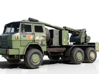 4 coatings of Chinese Army PCL09 PCL-09 Truck-mounted Howitzer Low-poly 3D model