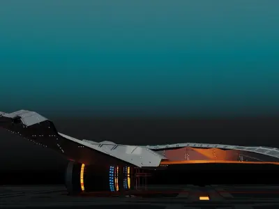 SpaceJet D-111 Starship Sci-fi  Low-poly 3D model