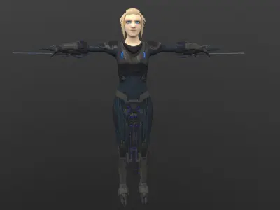 scifi female character Low-poly 3D model