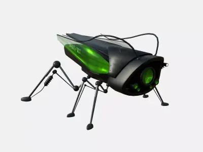Insect Robot F03 Black Green - SciFi Character Design Low-poly 3D model
