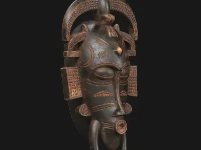 African masks Senufo Bird Low-poly 3D model