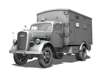 Opel Blitz - 3t  Truck with Kofferaufbau 3D model