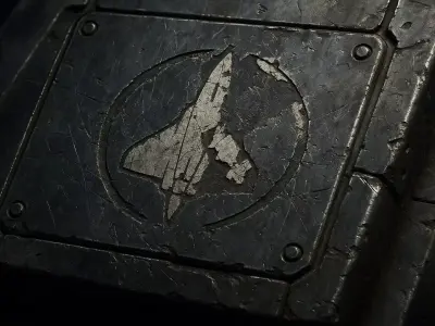 Futuristic Shipwreck Fragment LowPoly LOD Low-poly 3D model