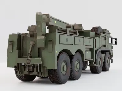 British MAN SVR 8x8 Recovery Truck VR AR Low Poly Game Ready Low-poly 3D model