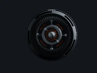 Jet engine hot gear for  spaceship Low-poly 3D model