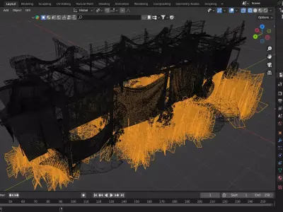 River Fishing Bridge Low-poly 3D model