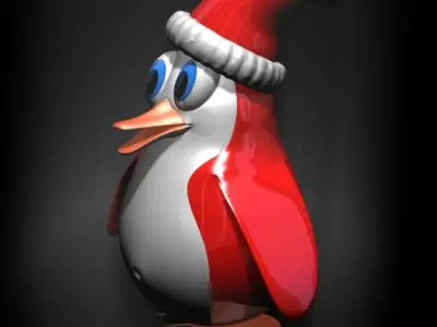 Christmas Penguin Rigged Low-poly 3D model