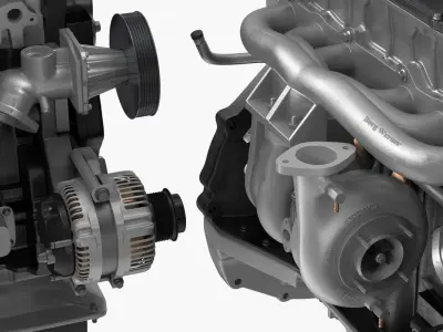 Inline 6 Cylinder Car Engine 3D model