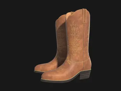 Cowboy boots  Low-poly 3D model
