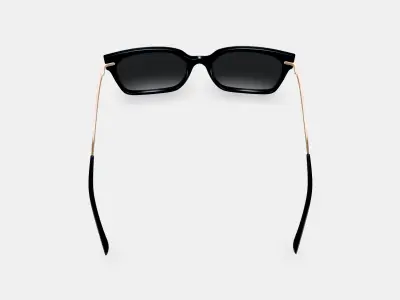 Vela Sunglasses in Jet Black with Polished Gold 3D model