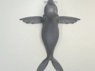 cartoon sea lion Low-poly 3D model