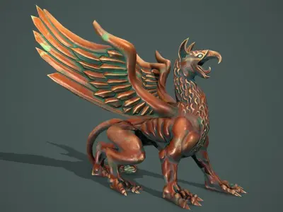 Statue griffon Low-poly 3D model