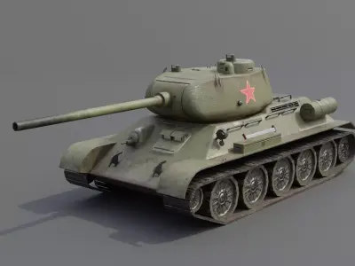 T34-85 D-5T Medium Tank Low-poly 3D model