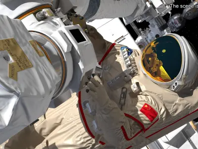 Astronaut Suit Haiying with Helmet Rigged for Cinema 4D 3D model