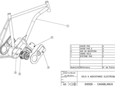 Bikes electric assist system Free 3D model