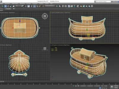 Cartoon Noah Ship Low-poly 3D model