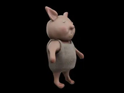 A creepy pig character 3D model