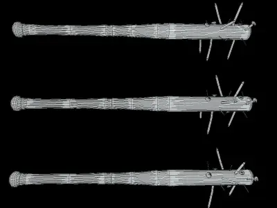 Baseball Bat with Nails Low-poly 3D model